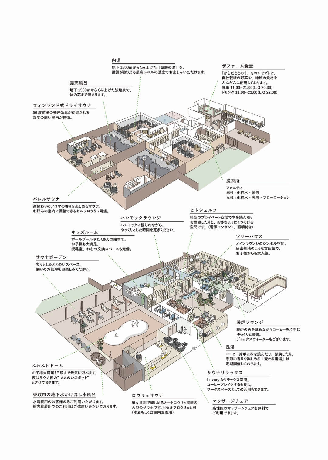 おふろcafé かりんの湯＜館内マップ＞