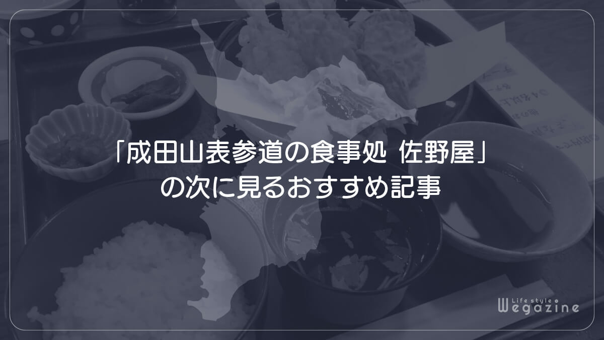 「成田山表参道の食事処 佐野屋」の次に見るおすすめ記事