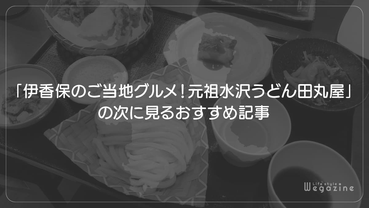 「伊香保のご当地グルメ！元祖水沢うどん田丸屋」の次に見るおすすめ記事