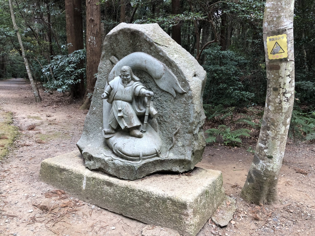 地震を起こす鯰の頭を抑えていると古くから伝えられています