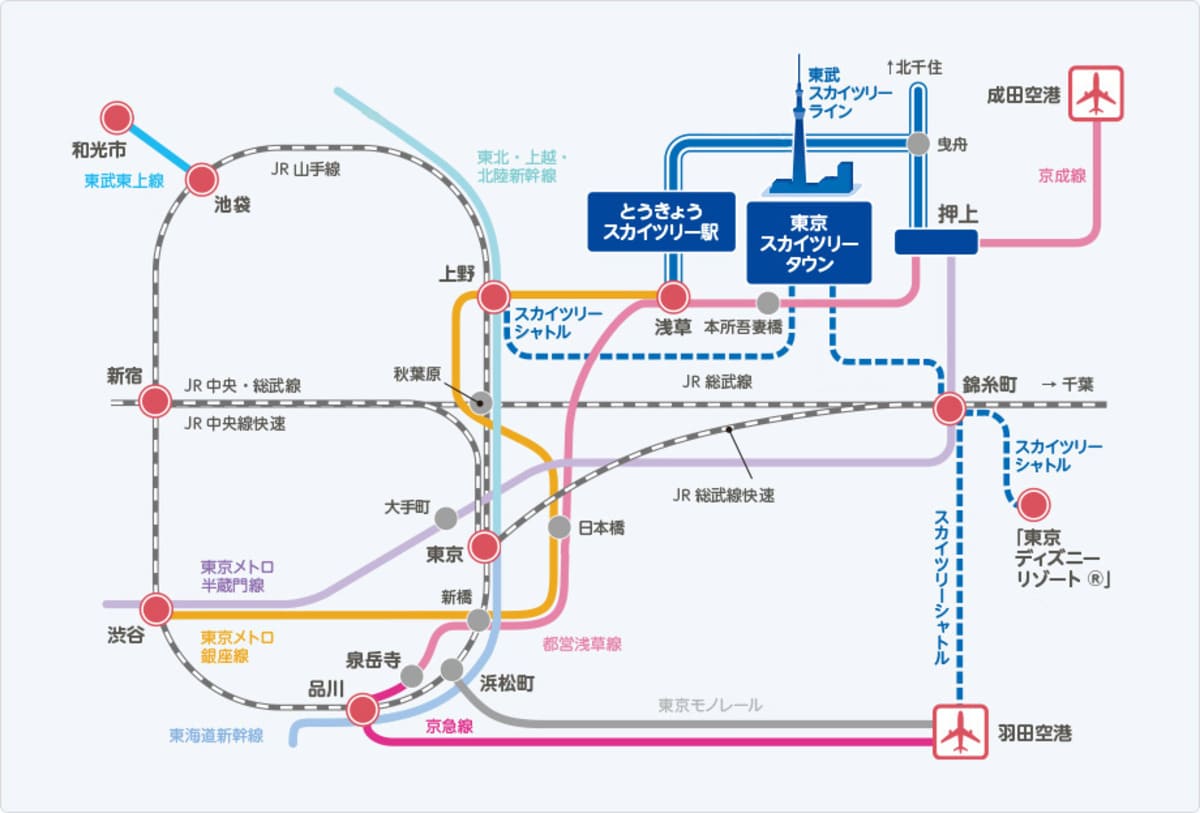 東京スカイツリーに電車でお越しの方