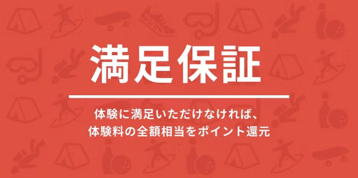 【満足保証】体験に満足できなければ体験料の全額相当をポイント還元