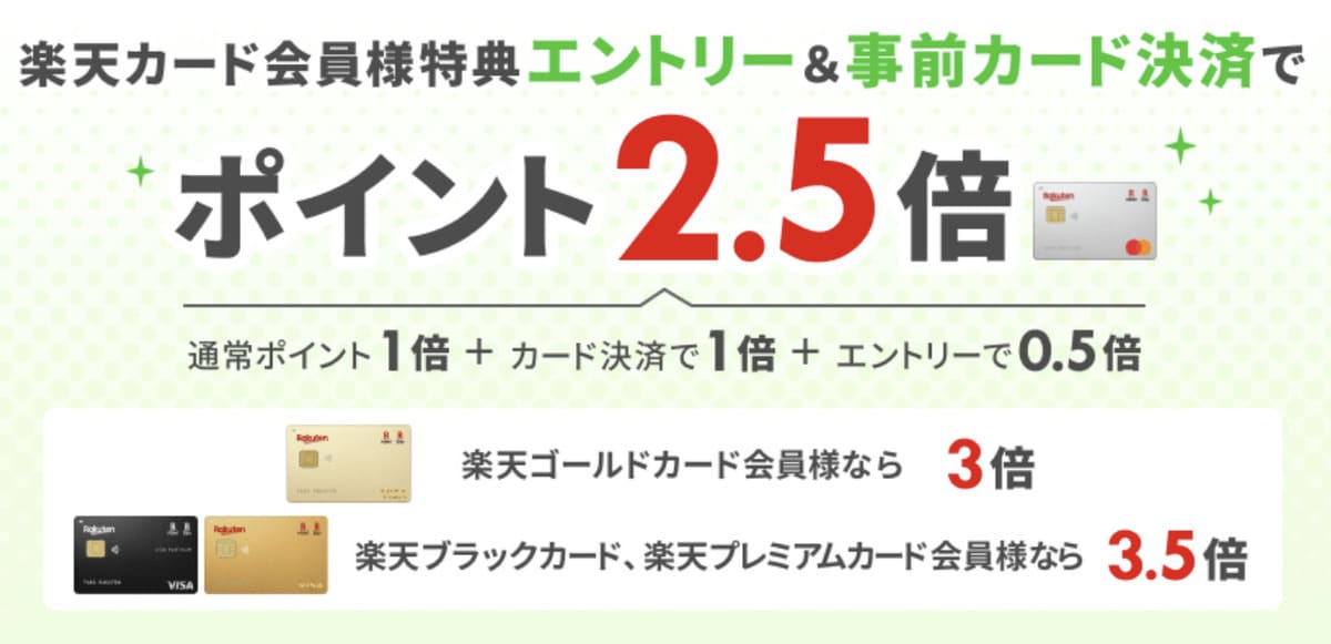 【ポイント2.5倍】楽天カード会員特典