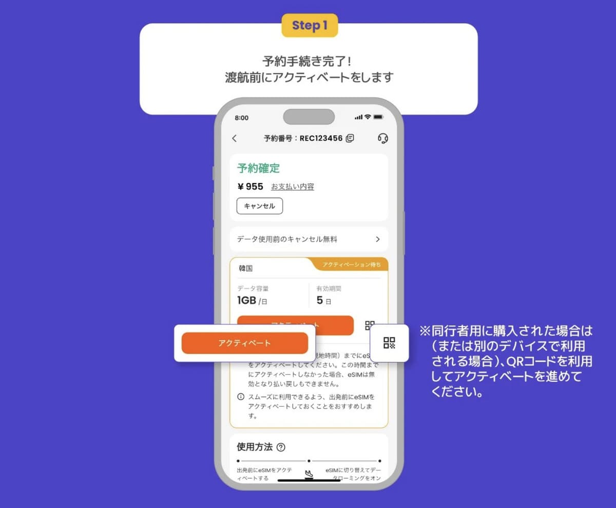 【STEP1】渡航前にアクティベートします