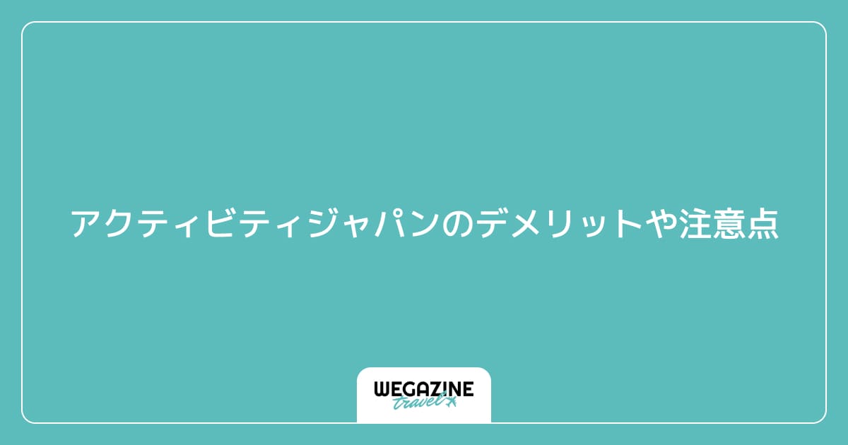 アクティビティジャパンのデメリットや注意点
