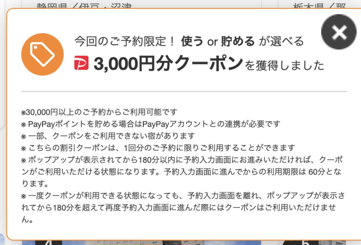 【180分限定】PayPayポイントで使うor貯めるが選べる3000円スペシャルクーポン