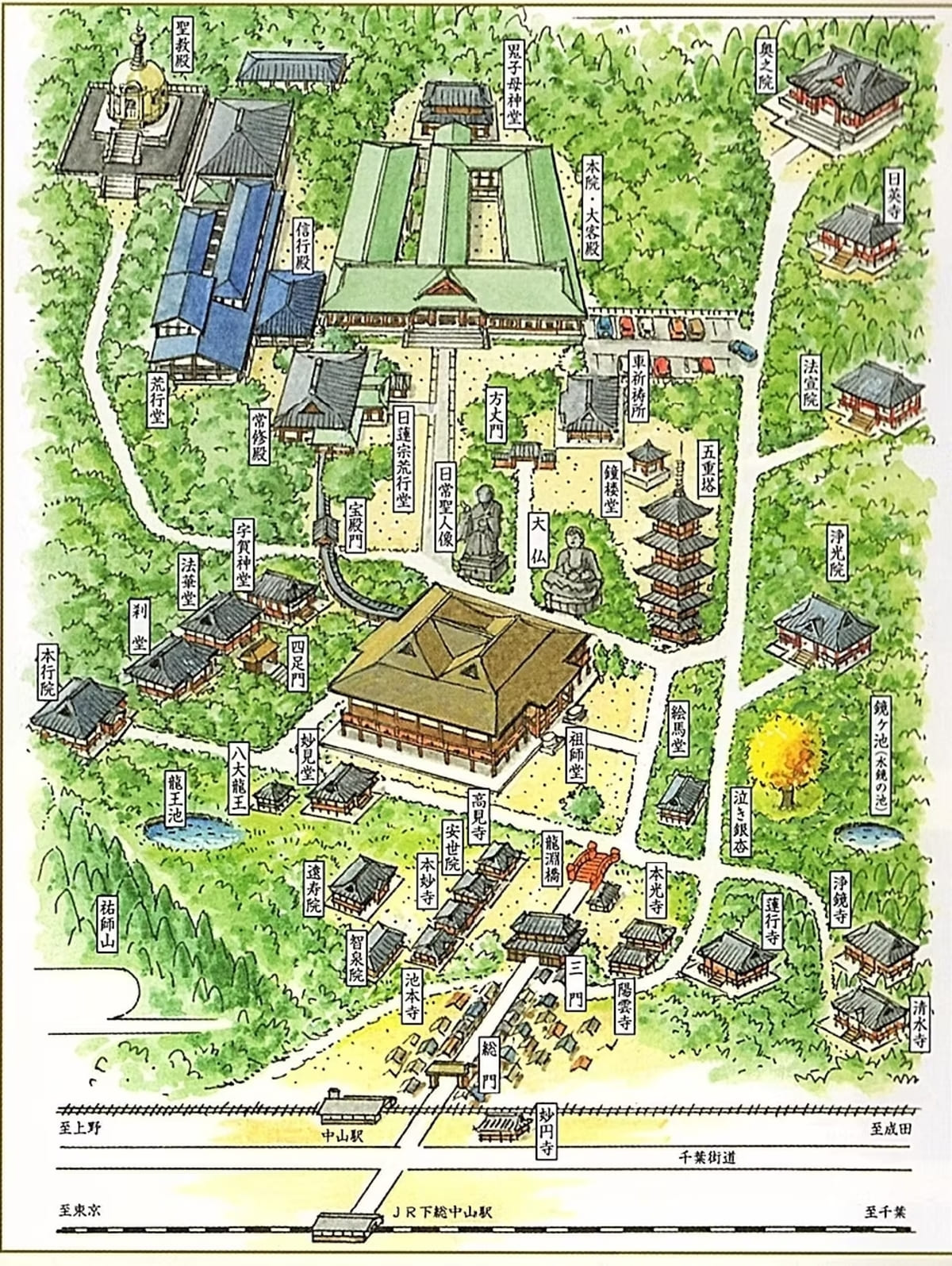 中山法華経寺の境内案内図