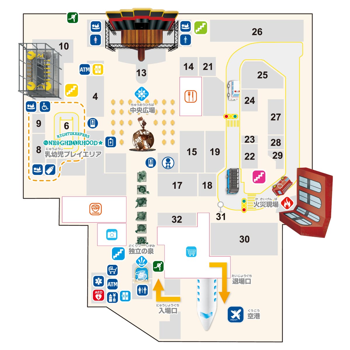 キッザニア福岡シティマップ（施設案内）1階
