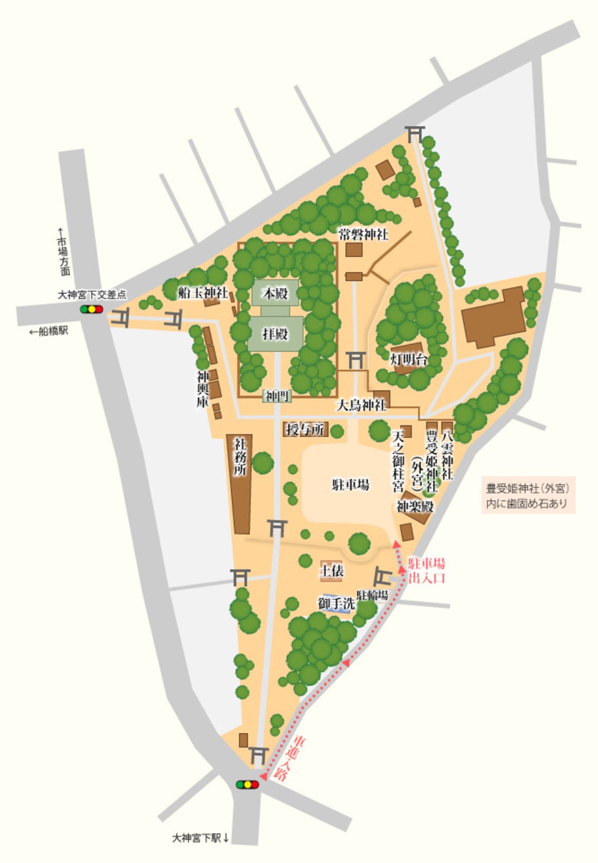 船橋大神宮の境内案内図