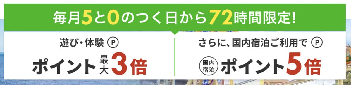 国内の遊び体験予約でポイント最大3倍