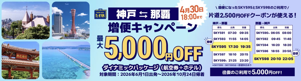 神戸⇔那覇 増便キャンペーン