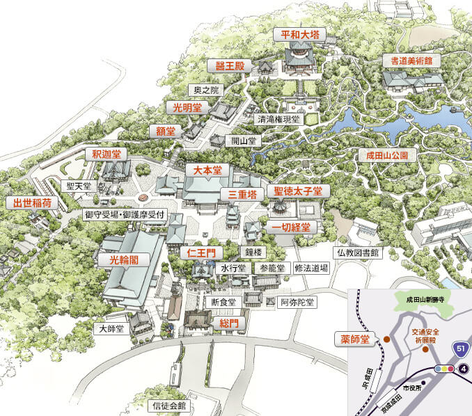 成田山の境内マップ